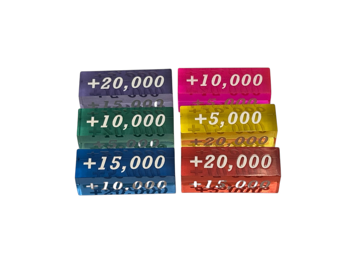 Transparent Solid Series Power Dice - Faces: 5,000, 10,000, 15,000, 20,000